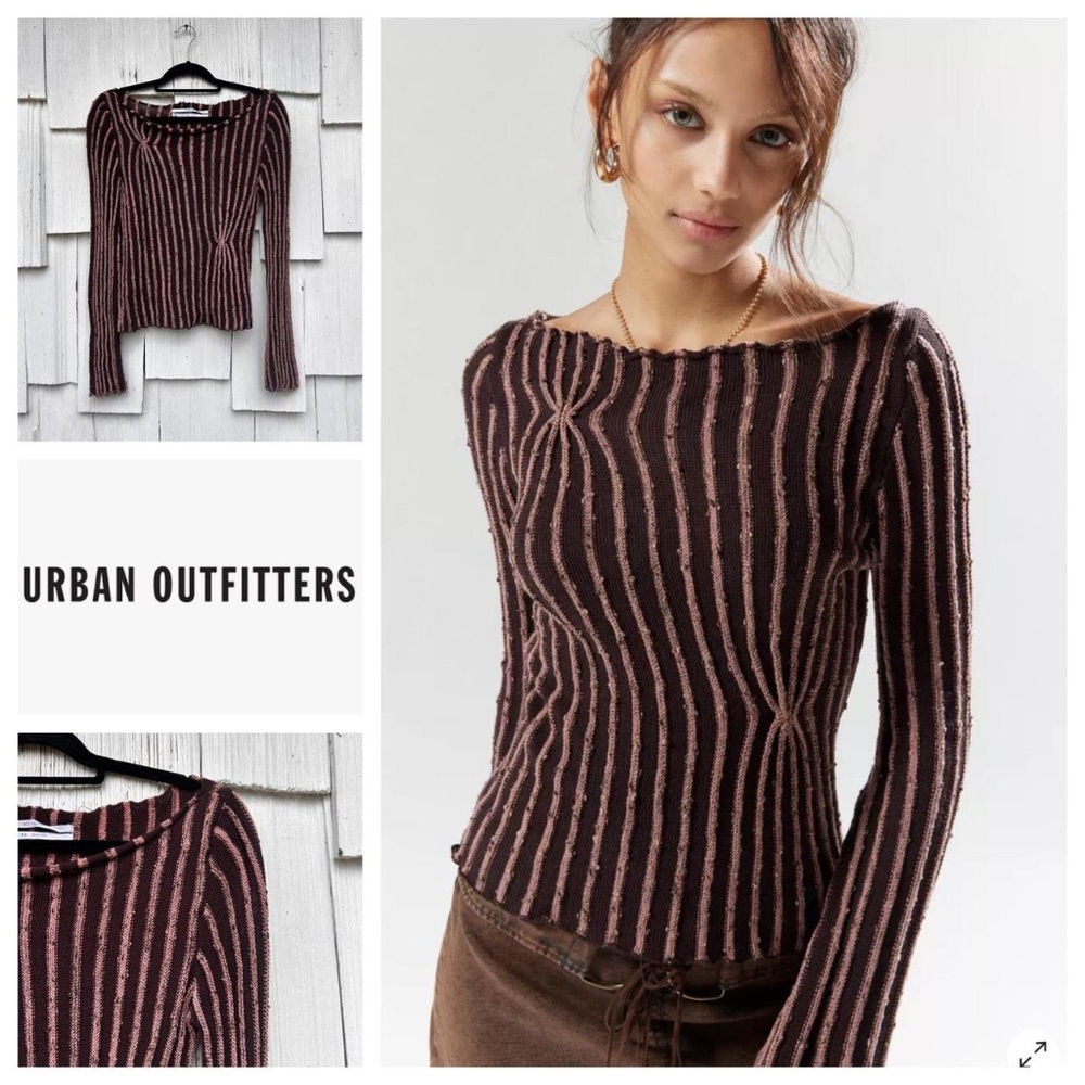 Silence + Noise Stripe Off Shoulder Top